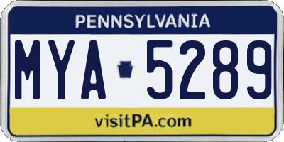 PA license plate MYA5289