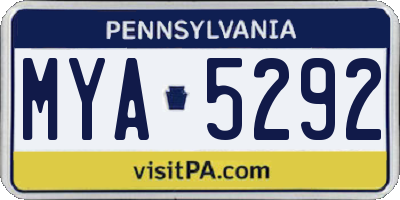 PA license plate MYA5292
