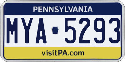 PA license plate MYA5293