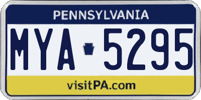 PA license plate MYA5295