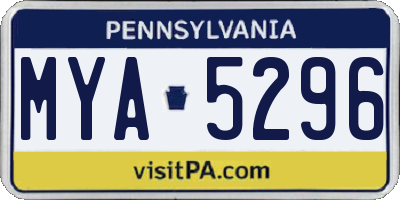 PA license plate MYA5296