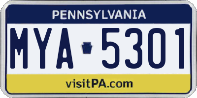 PA license plate MYA5301