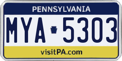 PA license plate MYA5303