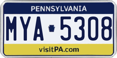 PA license plate MYA5308