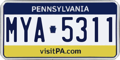 PA license plate MYA5311