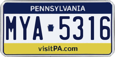 PA license plate MYA5316