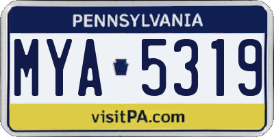 PA license plate MYA5319