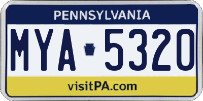 PA license plate MYA5320