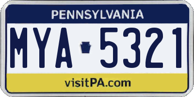 PA license plate MYA5321
