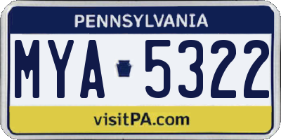 PA license plate MYA5322