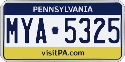 PA license plate MYA5325
