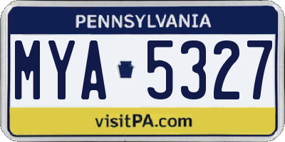 PA license plate MYA5327