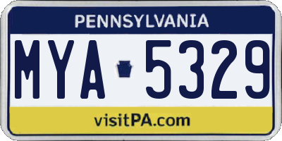 PA license plate MYA5329