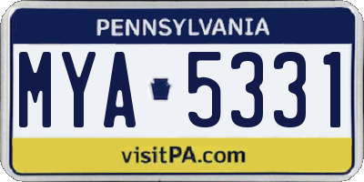 PA license plate MYA5331