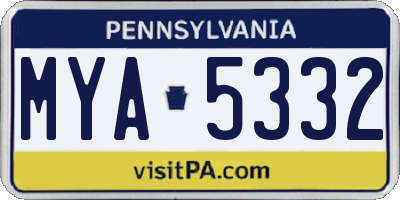 PA license plate MYA5332