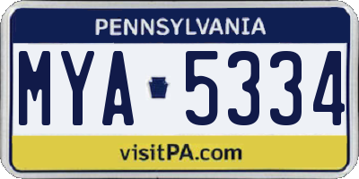 PA license plate MYA5334