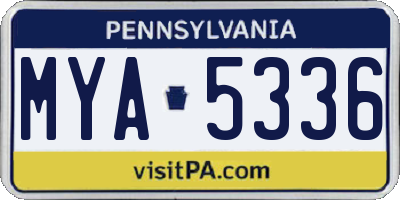 PA license plate MYA5336