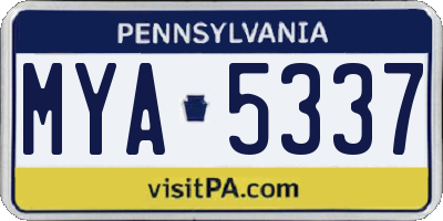 PA license plate MYA5337