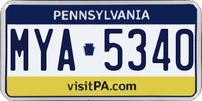 PA license plate MYA5340