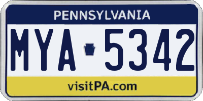 PA license plate MYA5342
