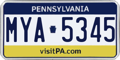PA license plate MYA5345