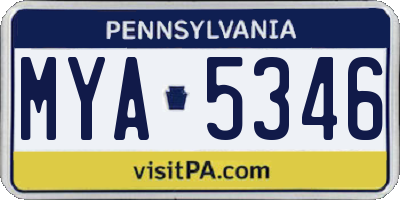PA license plate MYA5346