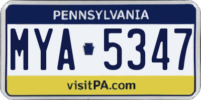 PA license plate MYA5347