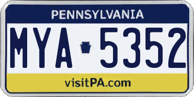 PA license plate MYA5352
