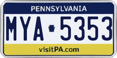 PA license plate MYA5353