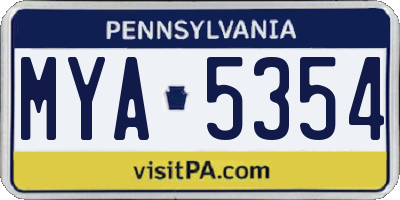 PA license plate MYA5354
