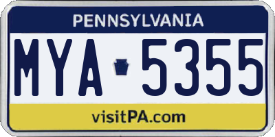 PA license plate MYA5355