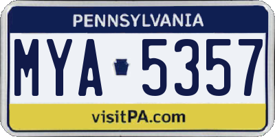 PA license plate MYA5357