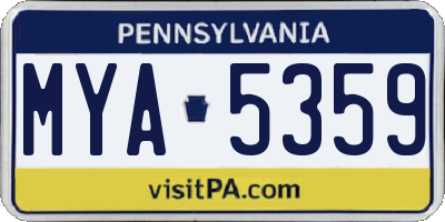 PA license plate MYA5359