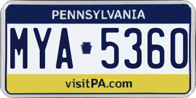 PA license plate MYA5360