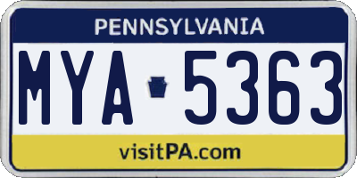 PA license plate MYA5363
