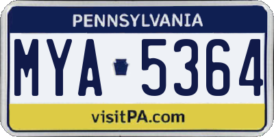 PA license plate MYA5364
