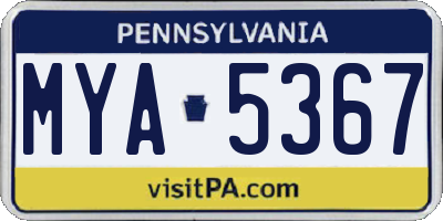 PA license plate MYA5367