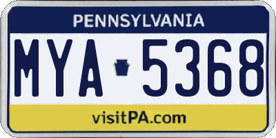 PA license plate MYA5368