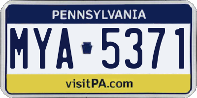 PA license plate MYA5371