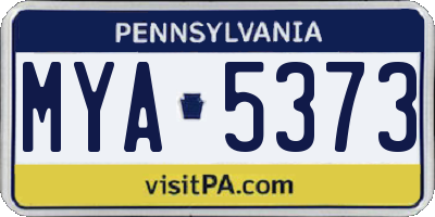 PA license plate MYA5373