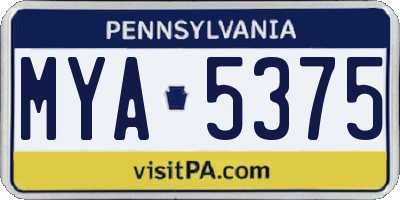 PA license plate MYA5375