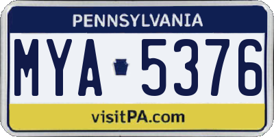 PA license plate MYA5376