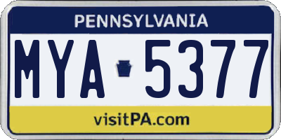 PA license plate MYA5377