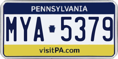 PA license plate MYA5379