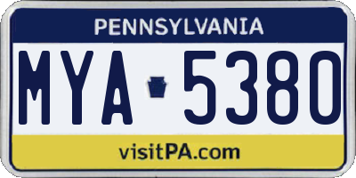 PA license plate MYA5380