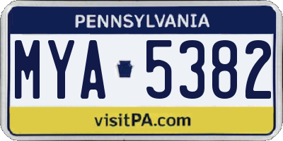 PA license plate MYA5382