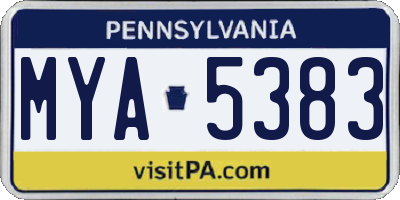 PA license plate MYA5383