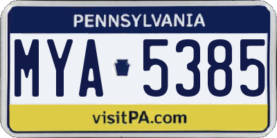PA license plate MYA5385