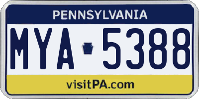 PA license plate MYA5388
