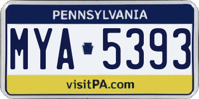 PA license plate MYA5393